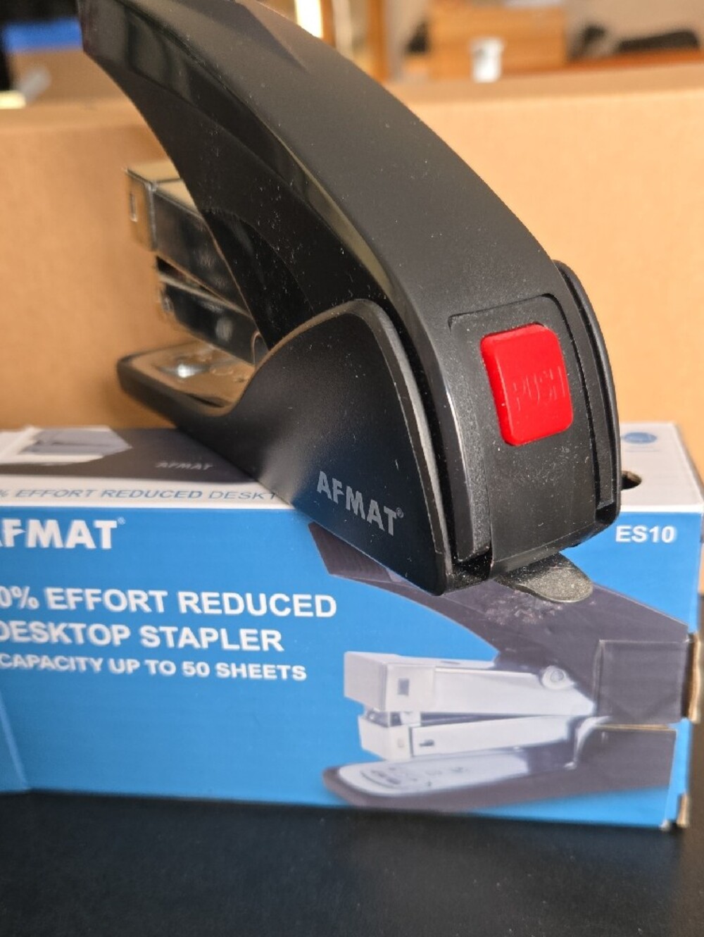 Black Desktop Stapler - 50% Effort Reduced, 50-Sheet Capacity - Picture 3 of 5
